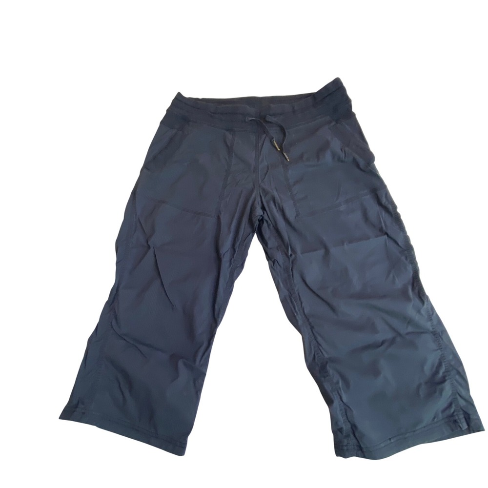 Lululemon Womens‎ 10 Lightweight Cropped Pants Gray Drawstring Athletic Capris